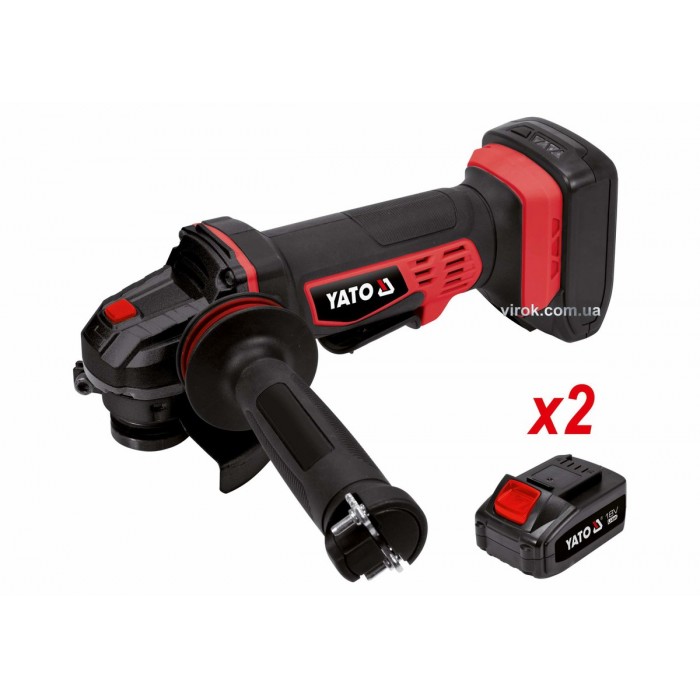 Шліфмашина кутова акумуляторна YATO 2Li-Ion, 18В, 3АГод, для диска Ø=125мм, з зарядним пристроєм [4]