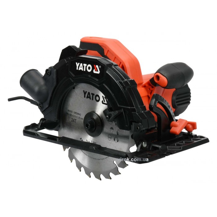 Пила дискова мережева YATO: P=1.5кВт, для диска Ø= 185/20мм, макс. h=2.8мм, кут 0-45° [2/40]