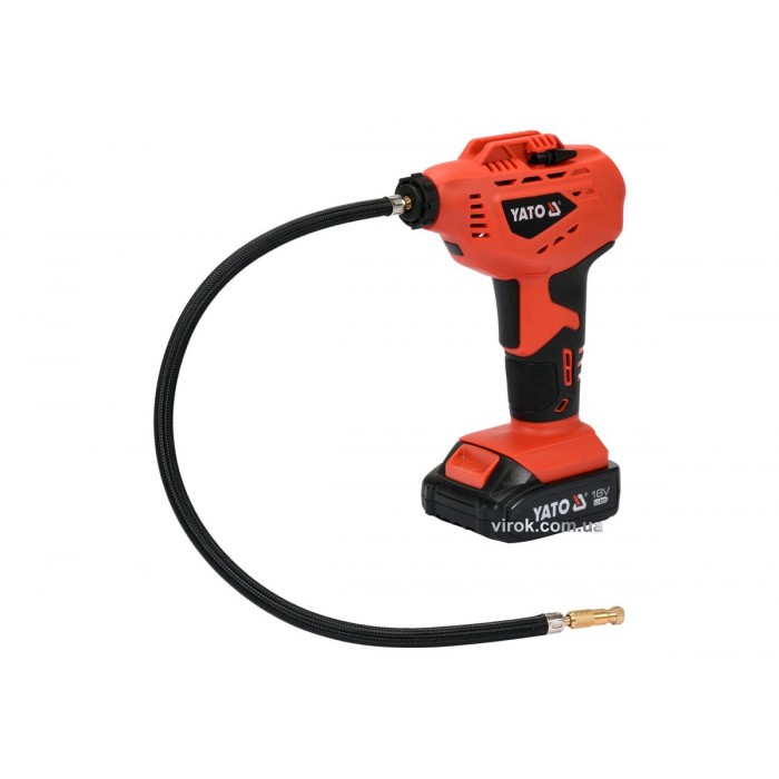 Компресор акумуляторний YATO: Li-Ion 1В, 2 Агод, 1 MPa, 14 л/хв, кабель- 50см, зарядн. пристрій [5]