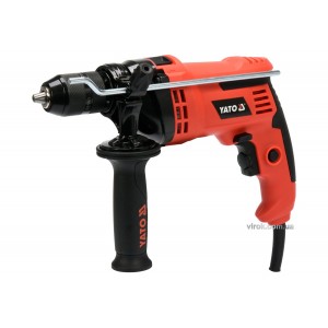 Дриль ударний мережевий YATO : P= 810 Вт, з самозатискним металевим патроном для свердл Ø≤ 13 мм [5]