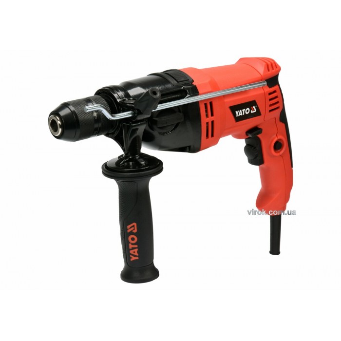 Дриль ударний мережевий YATO : P= 850 Вт, з самозатискним металевим патроном для свердл Ø≤ 13 мм [5]