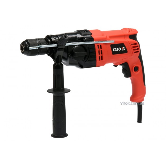 Дриль ударний мережевий YATO: P=1050Вт,з самозатиск. металевим патроном для свердл Ø≤13мм,2режими[5]