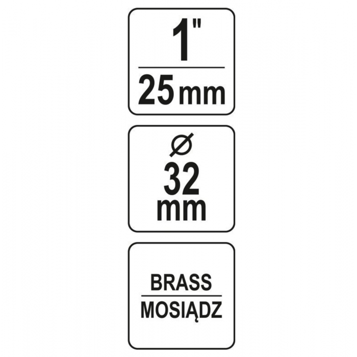 Штуцер для сполучення водяного насоса з шлангом YATO; "ялинка" FI 25- різьба М32, латунний [10]