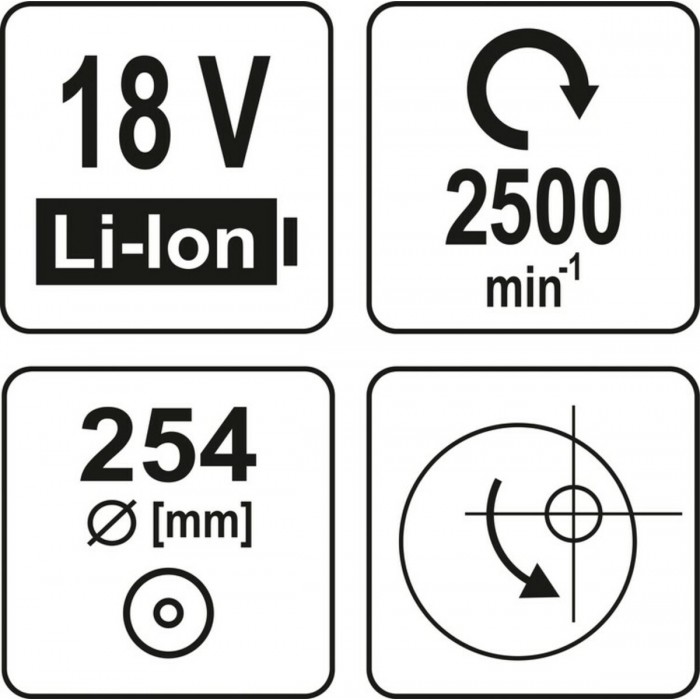 Полірувальна машина акумуляторна YATO  Ø= 250 мм Li-Ion 18 В,2500 об/хв, (БЕЗ АКУМУЛЯТОРА) DW