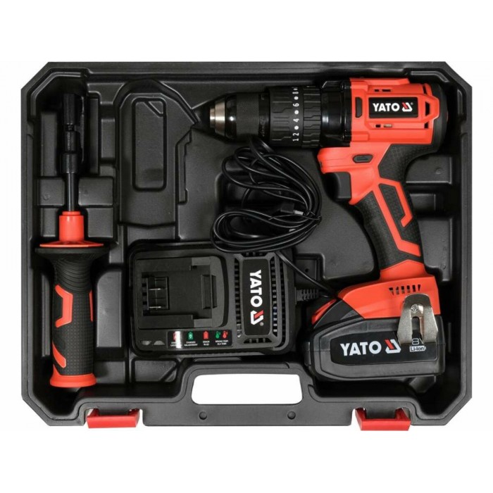 Шуруповерт-дриль безщітков. акумул. Li-Ion YATO: U= 18 В, 3АГод, крутн.мом.- 75 Нм, патр Ø=1.5-13 мм