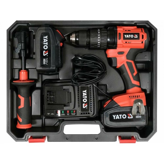 Шуруповерт-дриль безщітков. акумул. Li-Ion YATO: 2x18В, 3АГод, крутн.мом.- 75 Нм, патр Ø=1.5-13мм[3]