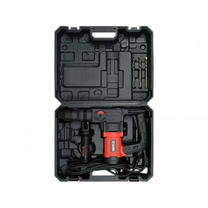 Перфоратор мережевий SDS+ YATO: P= 1100 Вт, J = 4.5 Дж. для свердл Ø≤ 35 мм, 3 свердла і 2 піки [2]