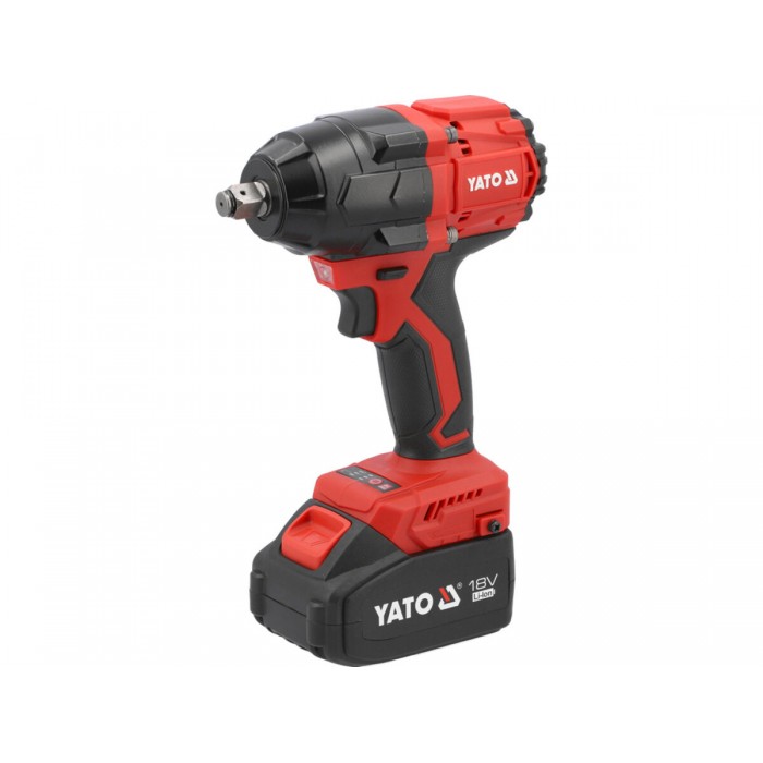 Гайковерт ударний, безщітковий YATO: 2 акум.18 В Li-Ion 4 АГод, квадрат1/2", 850 Нм + зарядн. пристр