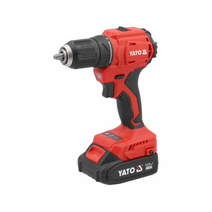 Шуруповерт-дриль безщіт акумуляторний YATO: 2 Li-Ion 18V 2 АГод, KM- 45 Нм, патрон для сверл Ø≤13 мм
