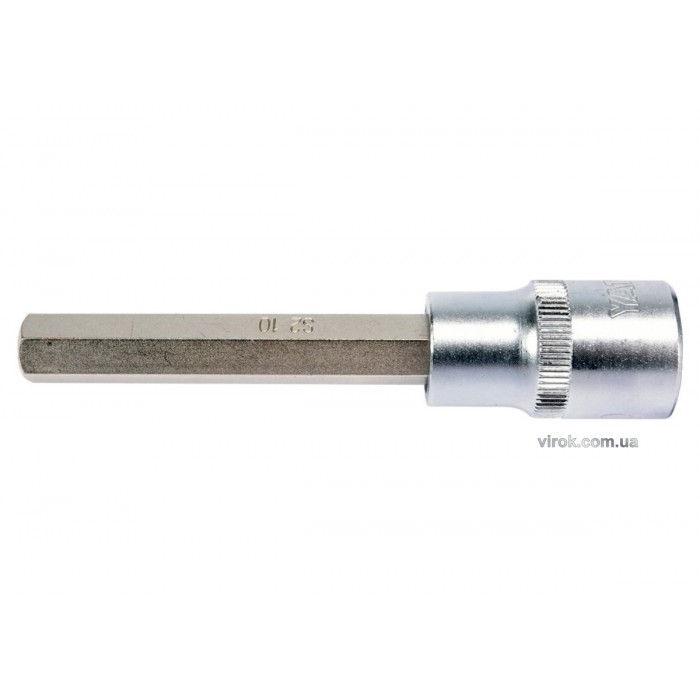 Головка торцева YATO квадрат 1/2 HEX M10, L= 100 мм. подовжена [20/120]