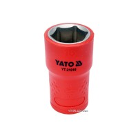 Головка торц. діелектр. 6-гранна YATO : квадрат 3/8", М= 16 мм, L= 45/28 мм,VDE корпус до 1000V (DW)