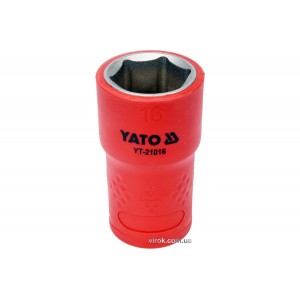 Головка торц. діелектр. 6-гранна YATO : квадрат 3/8", М= 16 мм, L= 45/28 мм,VDE корпус до 1000V (DW)