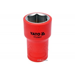 Головка торц. діелектр. 6-гранна YATO : квадрат 3/8", М= 17 мм, L= 45/28 мм,VDE корпус до 1000V (DW)