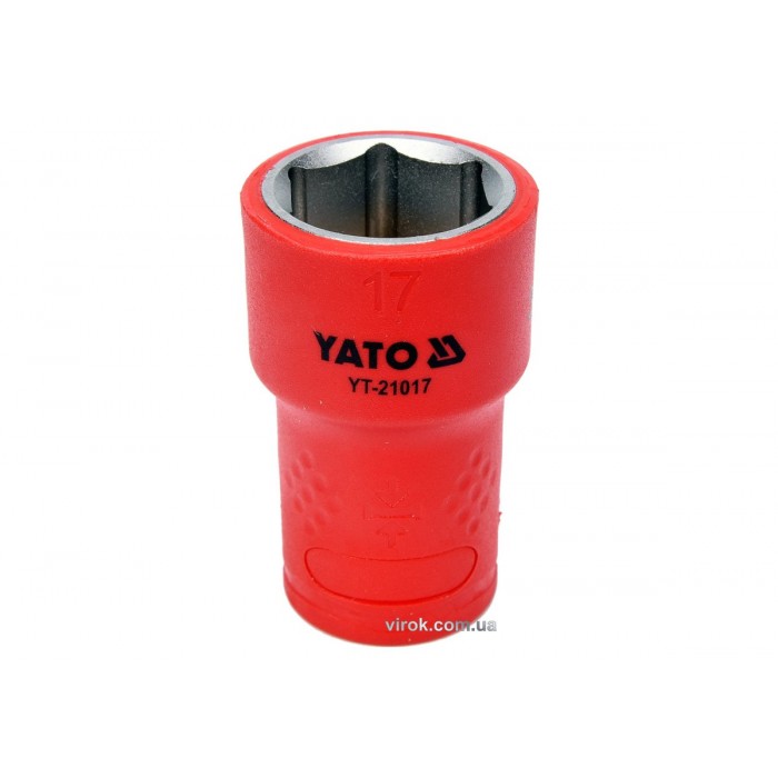 Головка торц. діелектр. 6-гранна YATO : квадрат 3/8", М= 17 мм, L= 45/28 мм,VDE корпус до 1000V (DW)