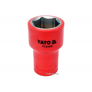 Головка торц. діелектр. 6-гранна YATO : квадрат 3/8", М= 19 мм, L= 45/28 мм,VDE корпус до 1000V (DW)