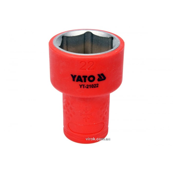 Головка торц. діелектр. YATO : квадрат 3/8", М= 22 мм, L= 45/28 мм,VDE корпус до 1000V (DW)