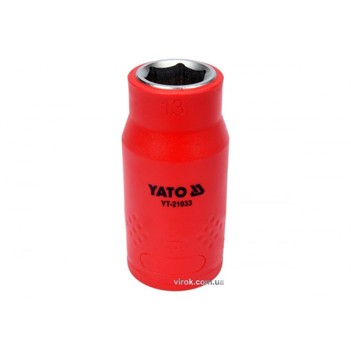Головка торц. діелектр. 6-гранна YATO : квадрат 1/2", М= 13 мм, L= 55/38 мм,VDE корпус до 1000V (DW)