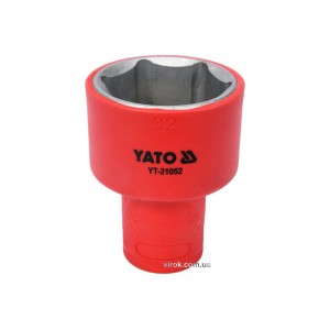 Головка торц. діелектр. 6-гранна YATO : квадрат 1/2", М= 32 мм, L= 60/38 мм,VDE корпус до 1000V (DW)