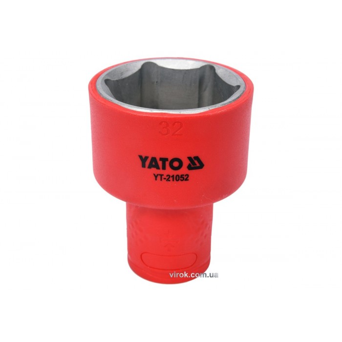 Головка торц. діелектр. 6-гранна YATO : квадрат 1/2", М= 32 мм, L= 60/38 мм,VDE корпус до 1000V (DW)