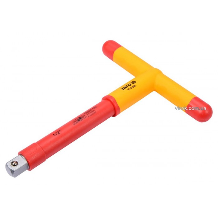 Вороток діелектричний Т - подібний YATO : квадрат 1/2", L= 207 мм, VDE корпус до 1000В(DW)