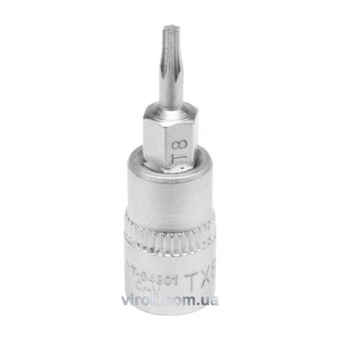 Головка торцева YATO квадрат 1/4 "TORX" Т8, L= 37 мм [150/600]