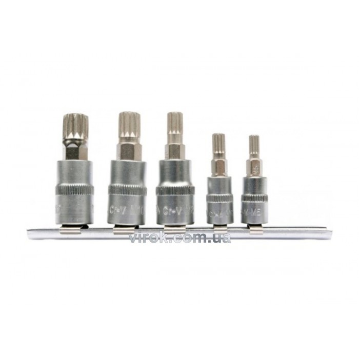 Головки торцеві з насадками YATO: "SPLINE" M5,M6, квадрат 1/4",M8,10,12, квадрат 3/8".Набір 5 шт[12]