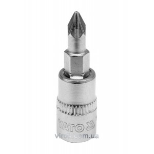 Головка торцева YATO квадрат 1/4 "Pozidriv" PZ1, L= 37 мм [150/600]