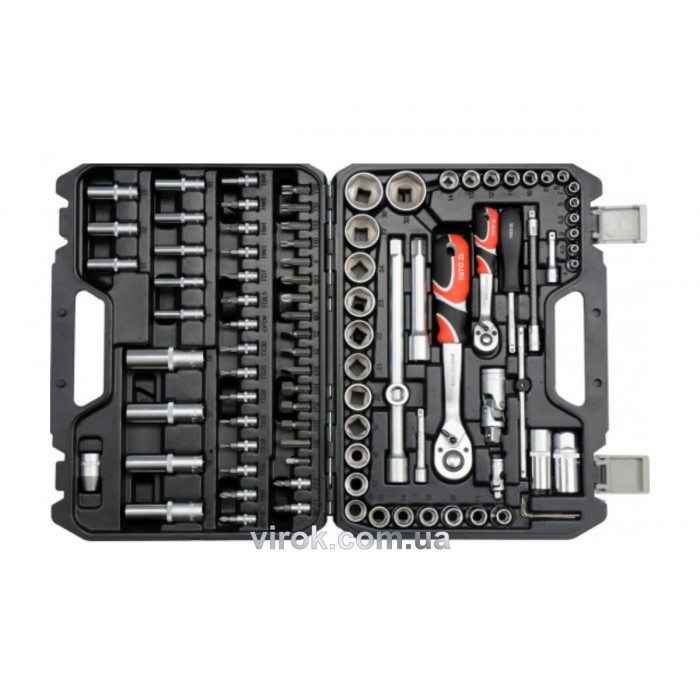 Набір головок торцевих YATO : квадрат 1/2", 1/4" з інструментами. 94 шт. [2/60]