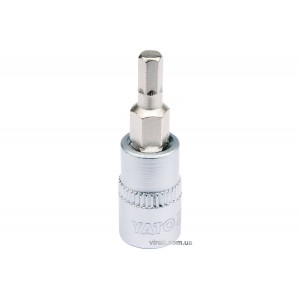 Головка торцева YATO квадрат 1/4". HEX M4, L= 37 мм [150/600]