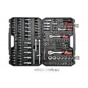 Набір головок торцевих YATO : квадрат 1/2", 3/8", 1/4" з інстр-ми, насадки викруткові. 173 шт. [2]