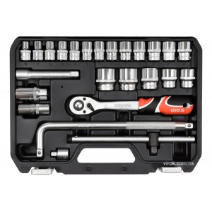 Набір головок торцевих YATO : квадрат 1/2", М10-32 з інструментами. 25 шт. [2]