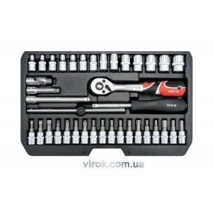 Набір головок торцевих YATO : квадрат 1/4", М4-13 з інструментами. 38 шт. [10]