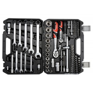 Набір головок торцевих YATO : квадрат 1/2", 1/4", з інструментами, 82 шт. [2/60]