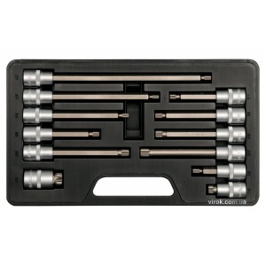 Набір головок торцевих з насадками Spline YATO : квадрат 1/2", M6-17. 12 Шт. [10]