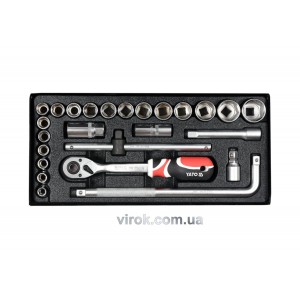 Набір головок торцевих YATO : квадрат 1/2", M10-32 з інструментами. 25 шт. [5]