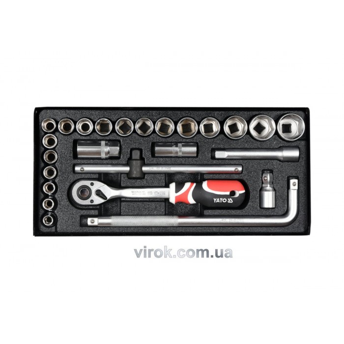 Набір головок торцевих YATO : квадрат 1/2", M10-32 з інструментами. 25 шт. [5]