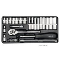 Набір головок торцевих YATO : квадрат 1/4", М4-13 з інструментами. 23 шт. [10]