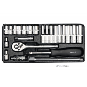 Набір головок торцевих YATO : квадрат 1/4", М4-13 з інструментами. 23 шт. [10]