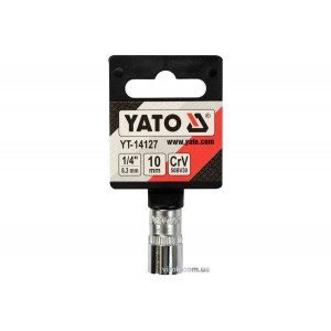 Головка торцева 6-гранна YATO : квадрат 1/4", М10, CrV [Блістер] [6/360]
