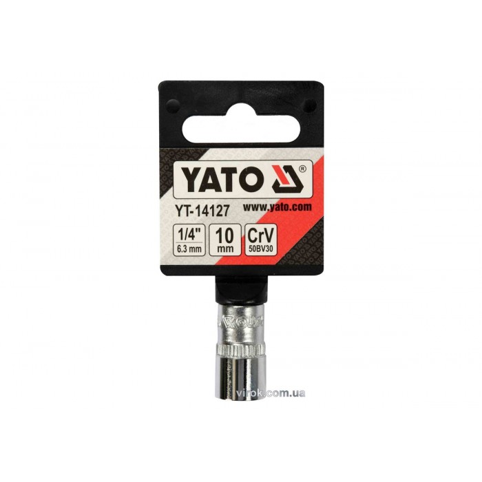 Головка торцева 6-гранна YATO : квадрат 1/4", М10, CrV [Блістер] [6/360]