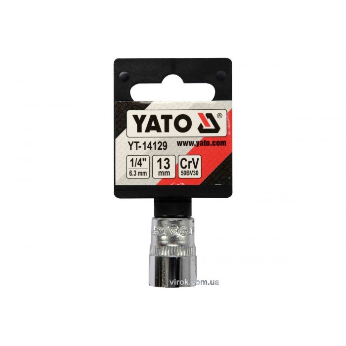 Головка торцева 6-гранна YATO : квадрат 1/4", М13, CrV [Блістер] [6/360]