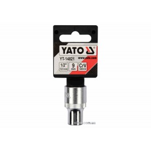Головка торцева YATO : квадрат 1/2", SPLINE M9 мм, L= 38 мм. CrV [Блістер] [10/200]