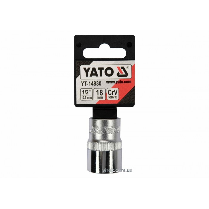 Головка торцева YATO : квадрат 1/2", SPLINE M18 мм, L= 38 мм. CrV [Блістер] [10/200]