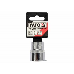Головка торцева YATO : квадрат 1/2", SPLINE M21 мм, L= 38 мм. CrV [Блістер] [10/160]