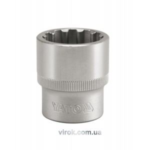 Головка торцева YATO : квадрат 1/2", "Spline", M= 20 мм, L= 38 мм [12/120/240]