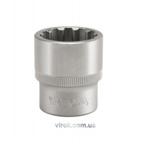 Головка торцева YATO : квадрат 1/2", "Spline", M= 21 мм, L= 38 мм [12/120/240]