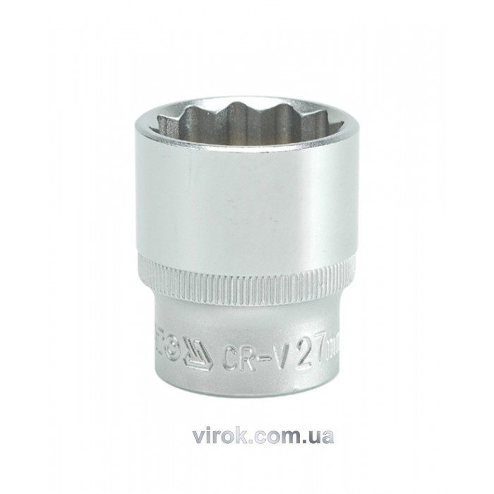 Головка торцева 12-гранна YATO : квадрат 1/2", М= 27 мм, L= 42 мм [12/60/120]