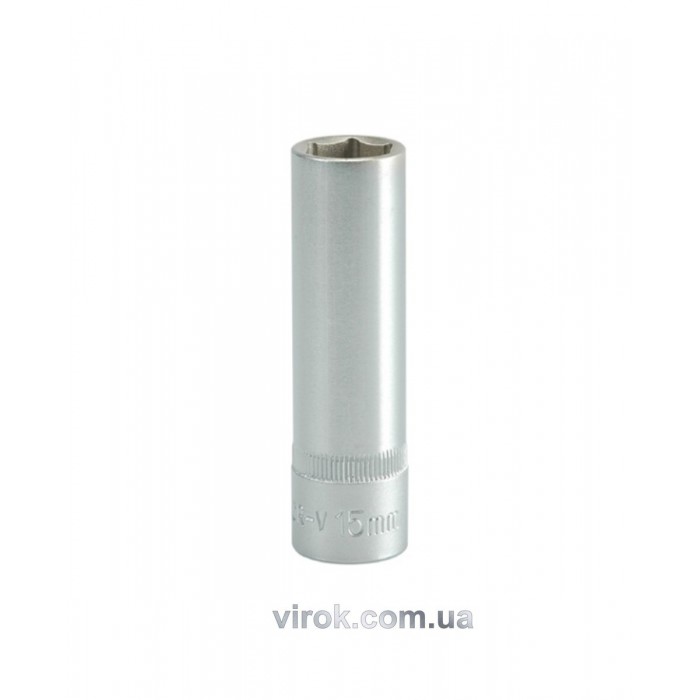 Головка торцева 6-гранна YATO : подовжена, квадрат 1/2", М= 15 мм, L= 76 мм [12/60/120]