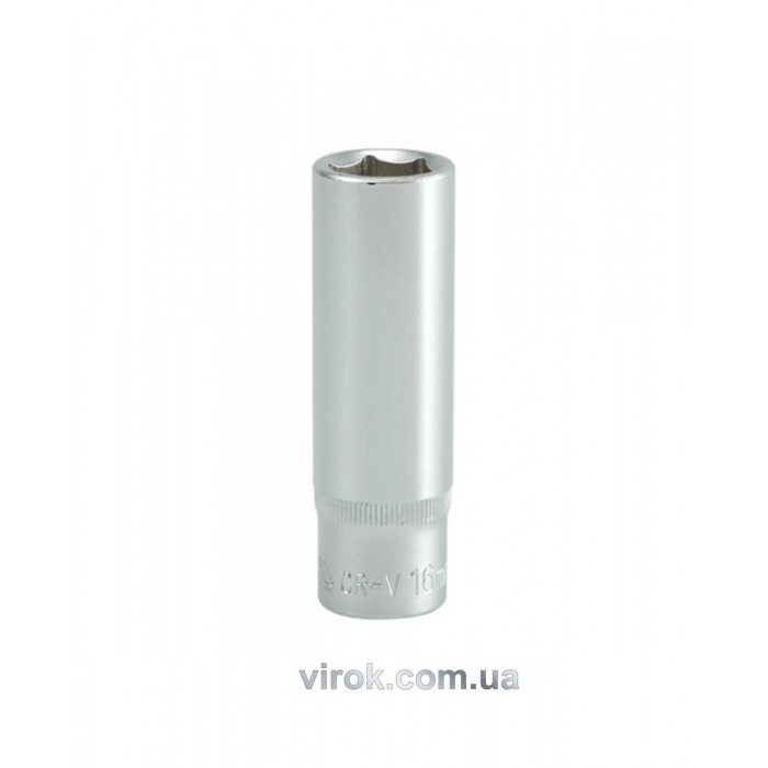 Головка торцева 6-гранна YATO : подовжена, квадрат 1/2", М= 16 мм, L= 76 мм [12/60/120]