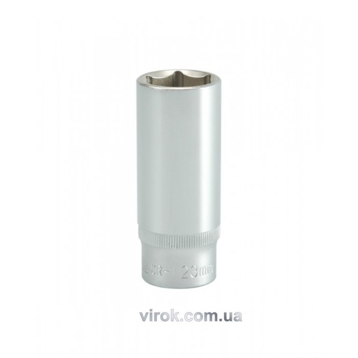 Головка торцева 6-гранна YATO : подовжена, квадрат 1/2", М= 23 мм, L=76 мм [12/60/120]